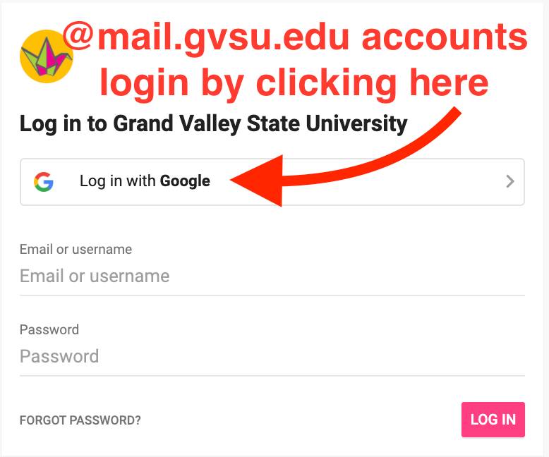 @mail.gvsu.edu accounts login by clicking the login with google button.